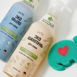 ECOZAVR подарочный комплект для собак: эко мыло «Хлопок» и эко шампунь «Алоэ»